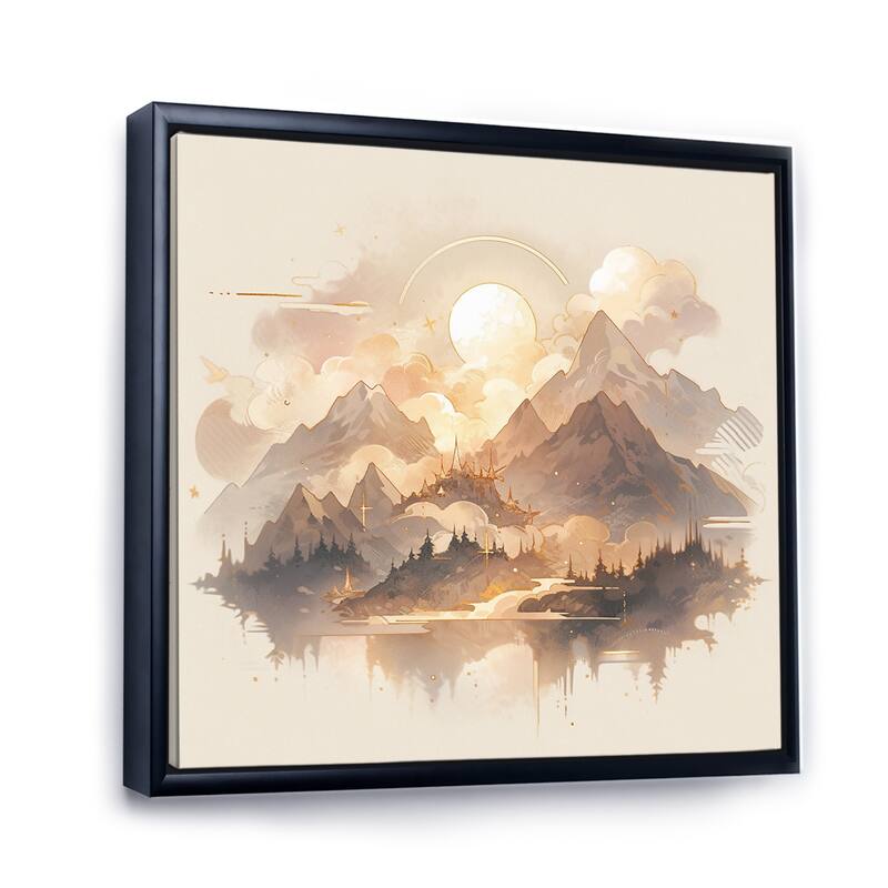 Designart "Bold Mountain Wilderness" Abstract Landscape Framed Canvas
